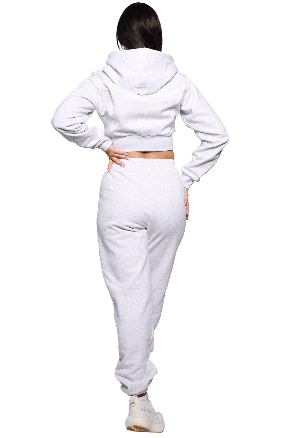 loose fit joggers and crop hoodie off-white color