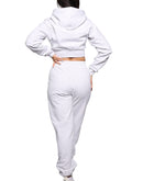 loose fit joggers and crop hoodie off-white color