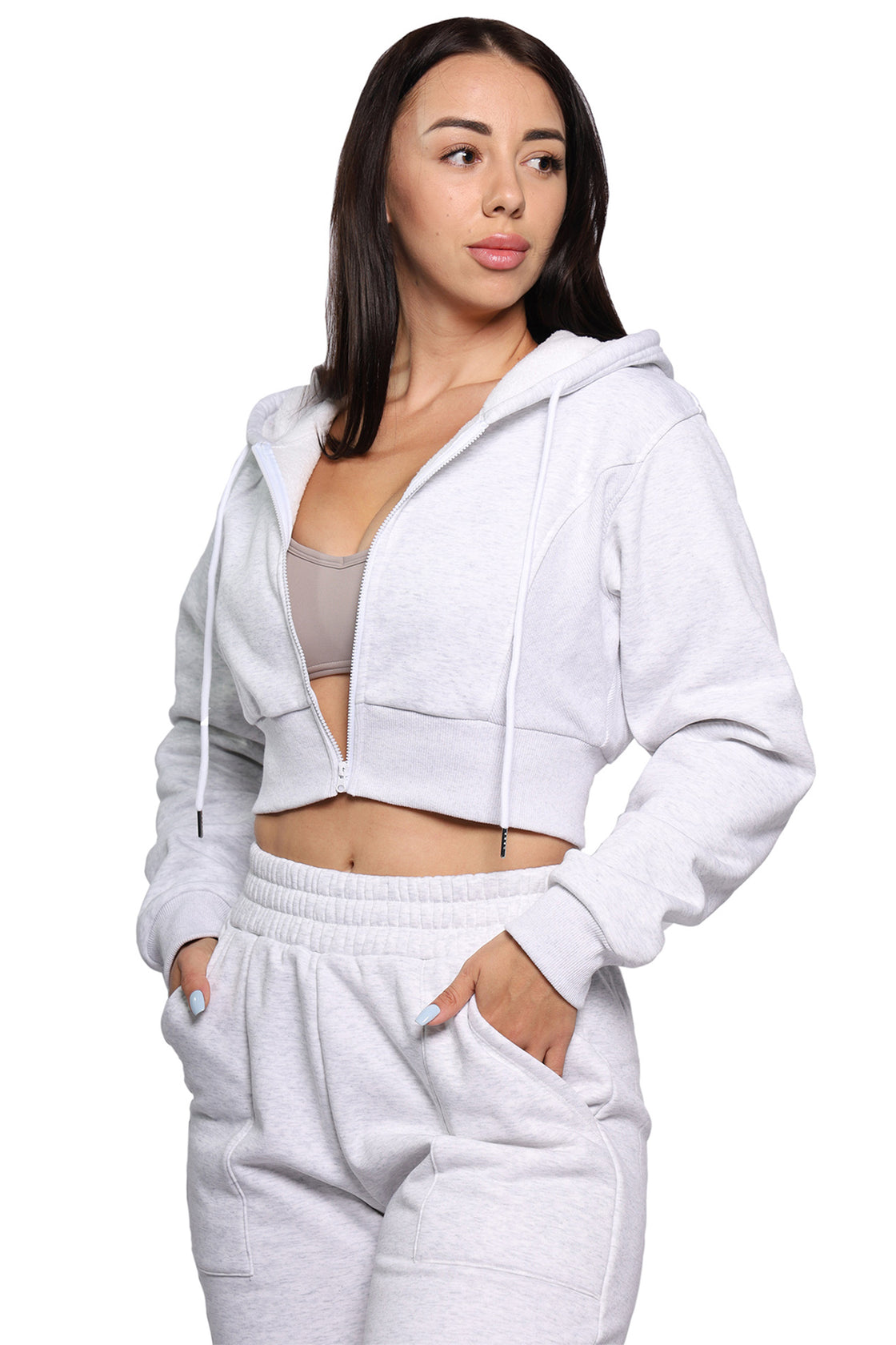Womens off-white cropped hoodie