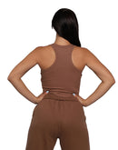 Brown crop tank from back