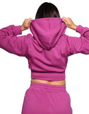 Hoodie crop zip up hot pink color