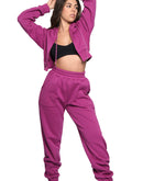 hot pink joggers and hoodie