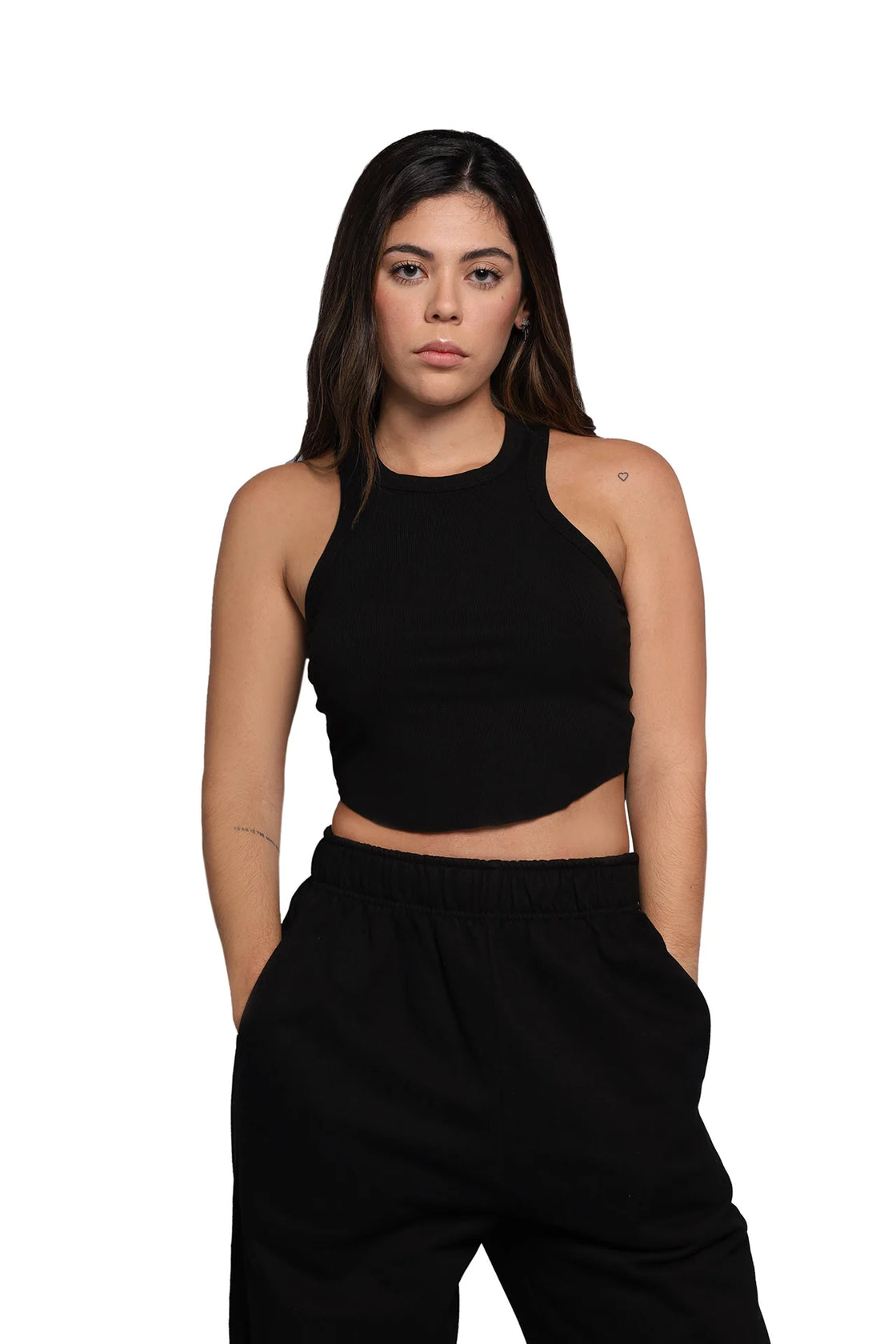Women's crop tank in black