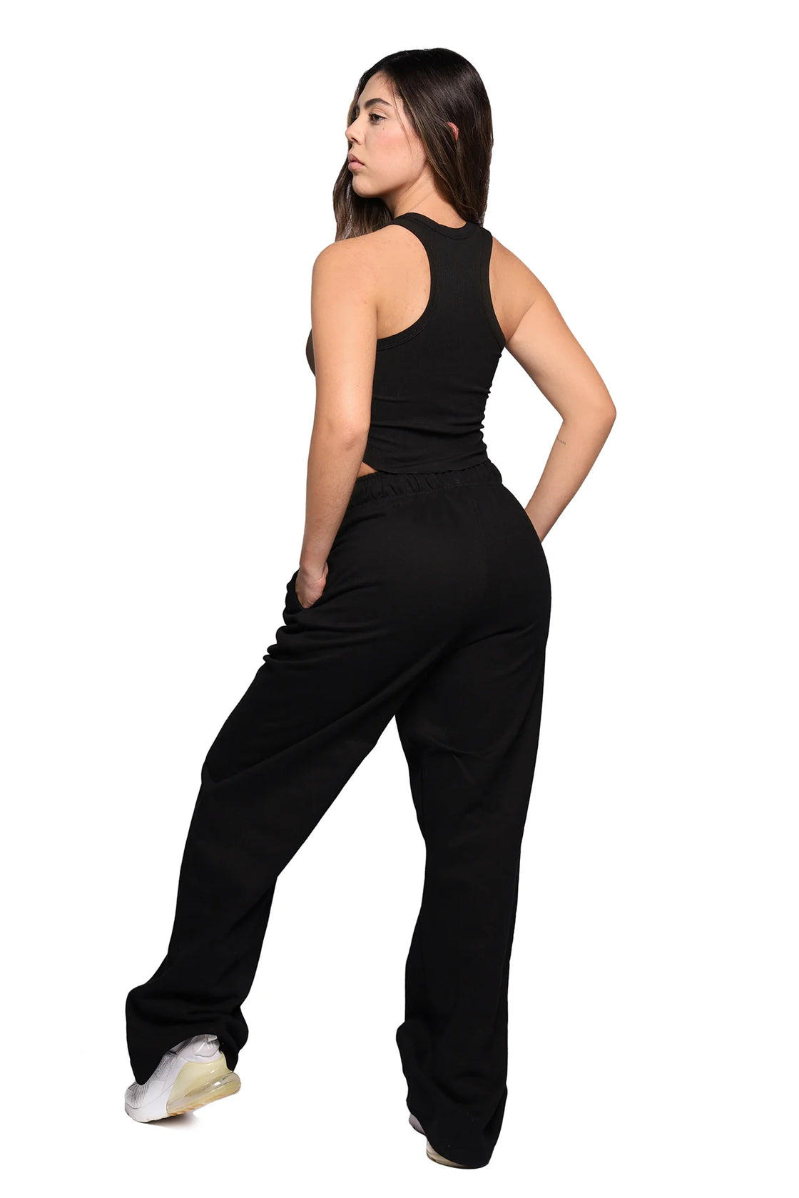 Black cotton crop tank