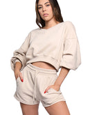 Tan set with V-neck pullover