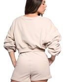 Tan oversize V-Neck Pullover