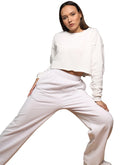 White oversize long sleeve crop top