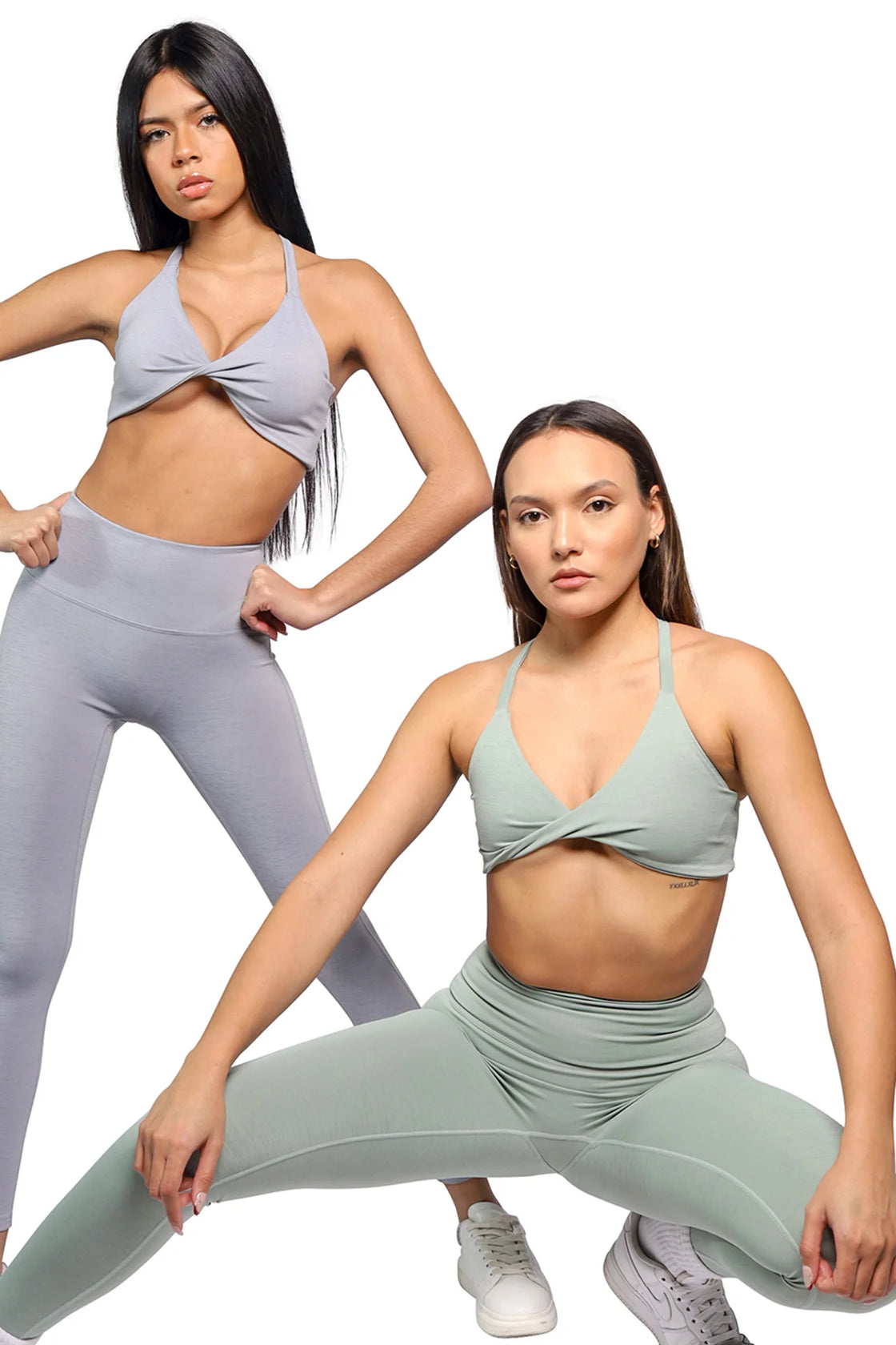 Women open back bra in light grey color
