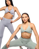 Women open back bra in light grey color