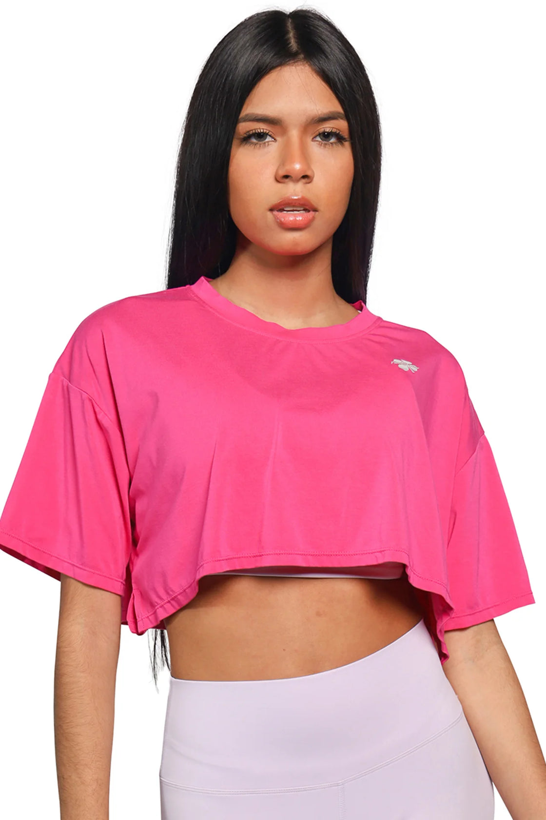 Short sleeve crop top in pink