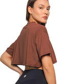 Oversize short sleeve crop top brown