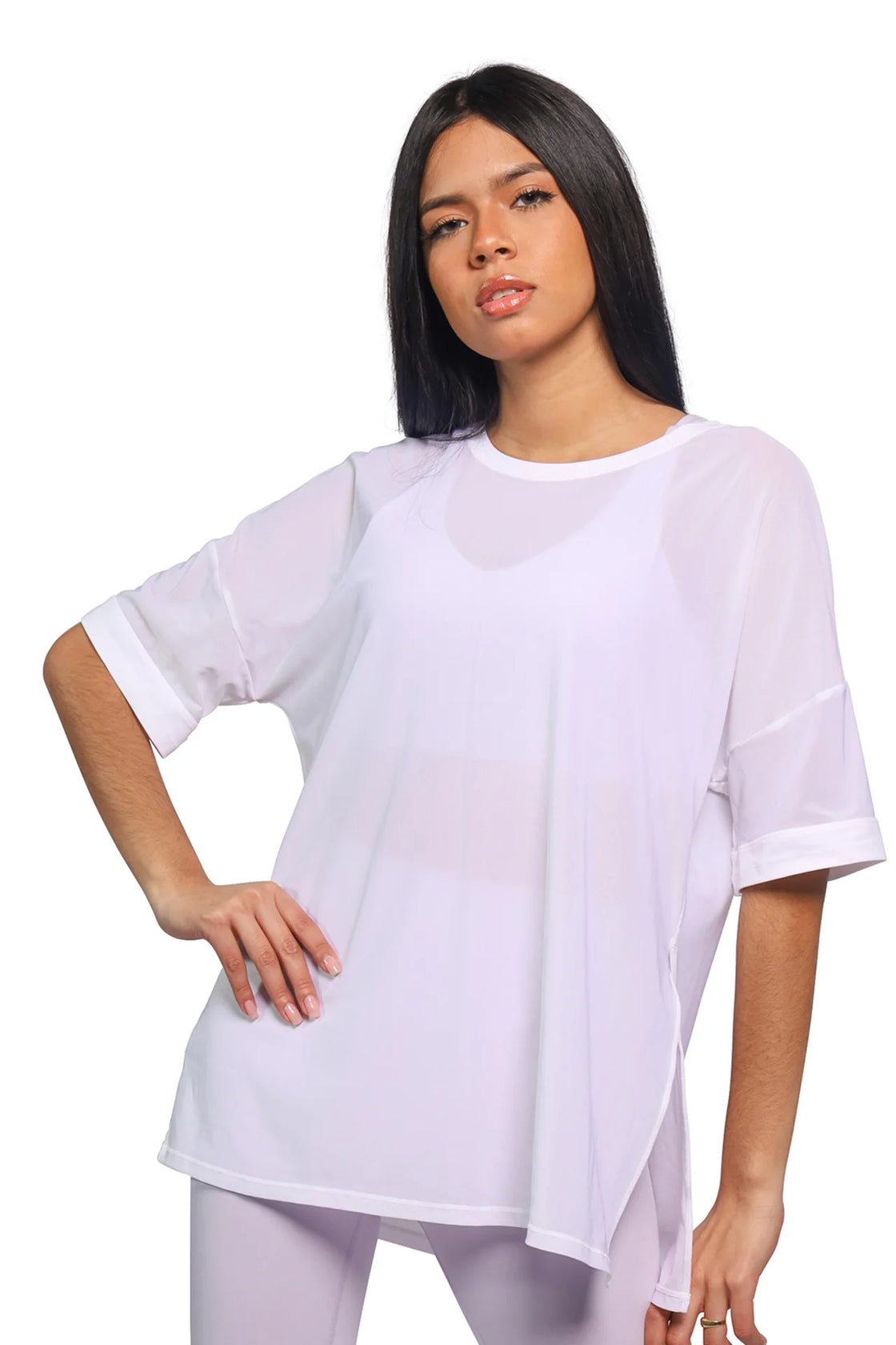 White long mesh top