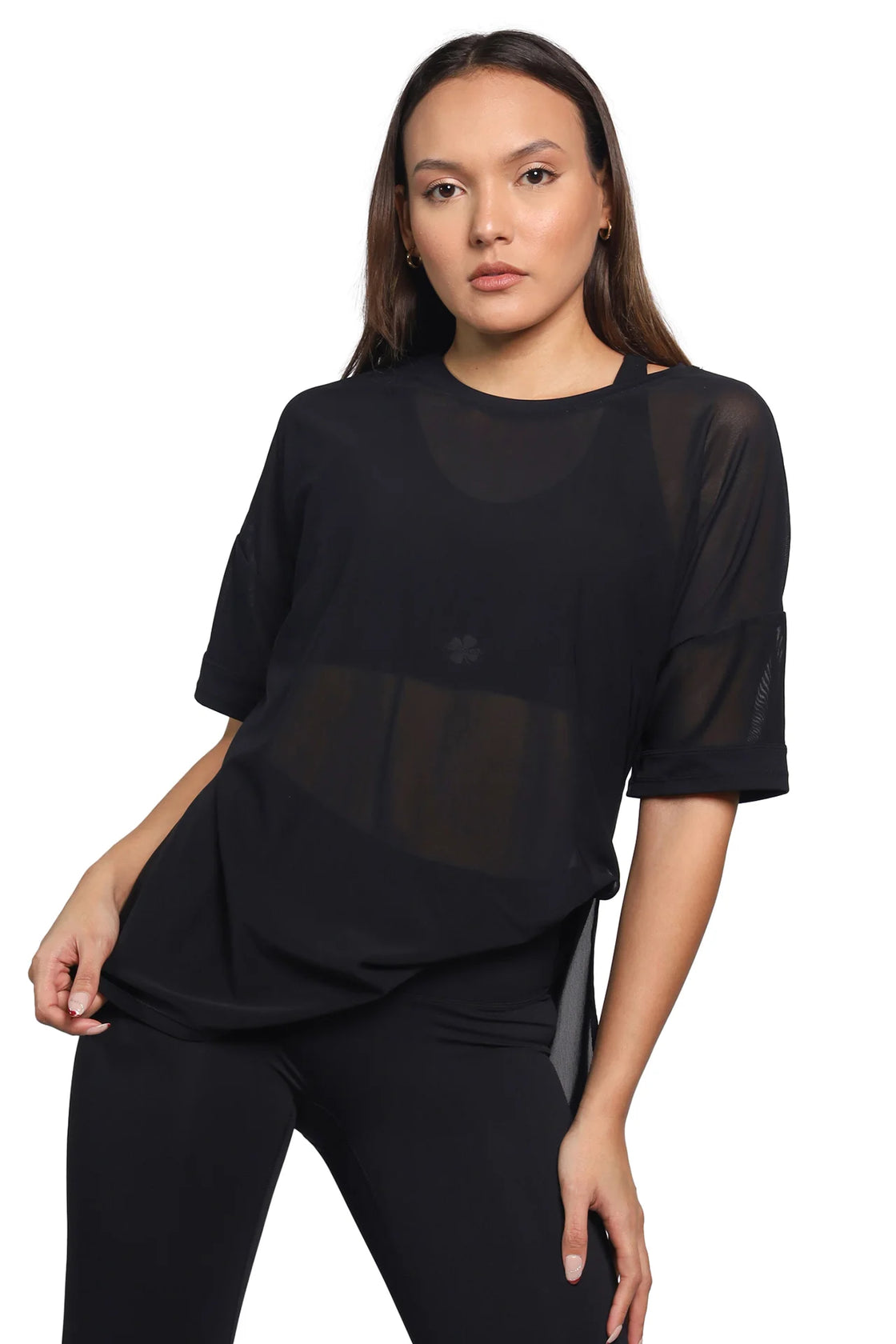 Black mesh top