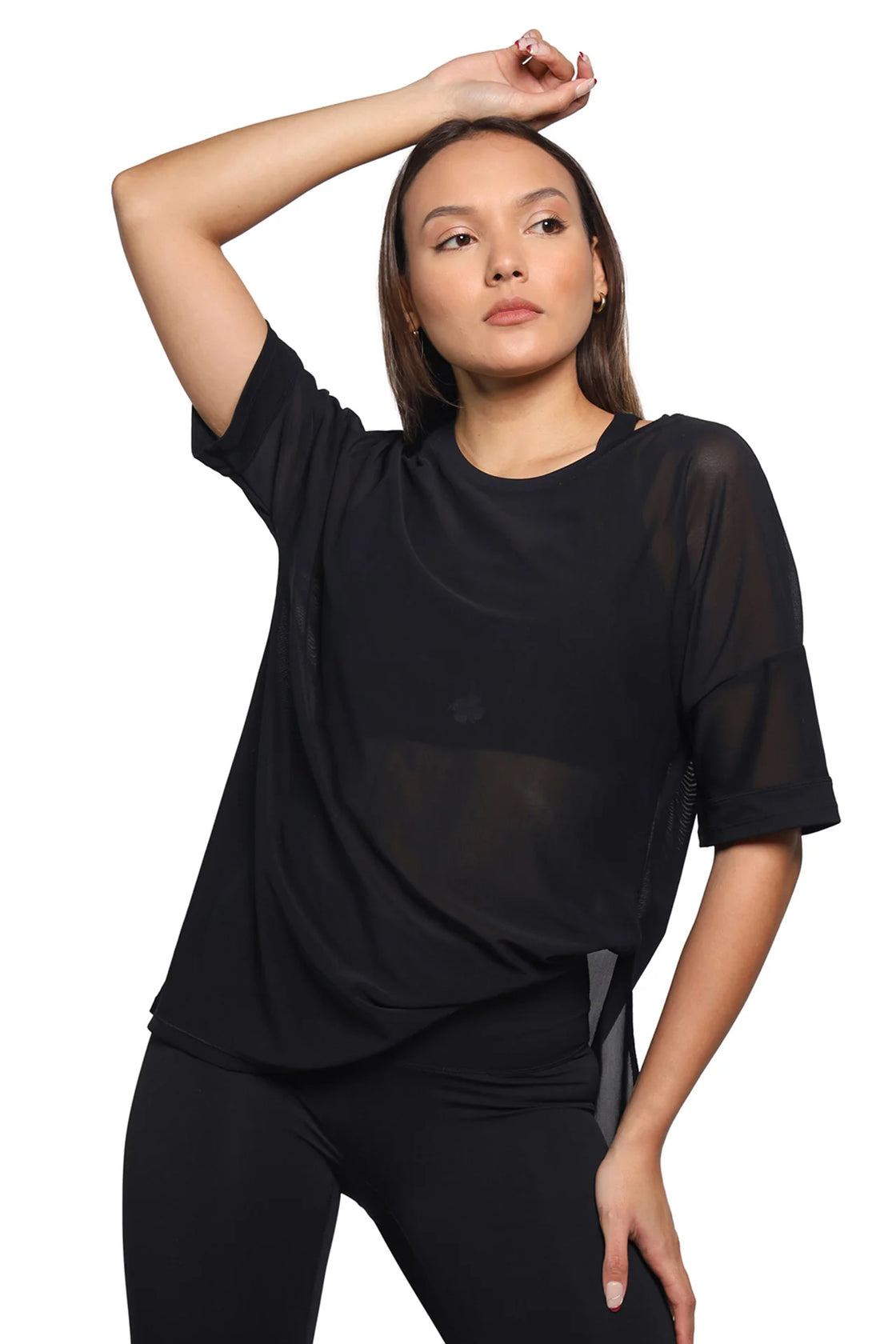 Women mesh top in black