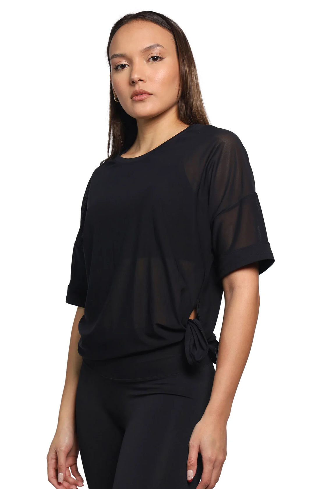 short sleeve Mesh top in black