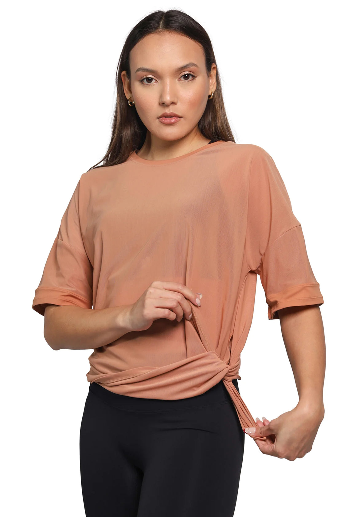 Mesh t-shirt in brown color