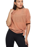 Brown mesh top