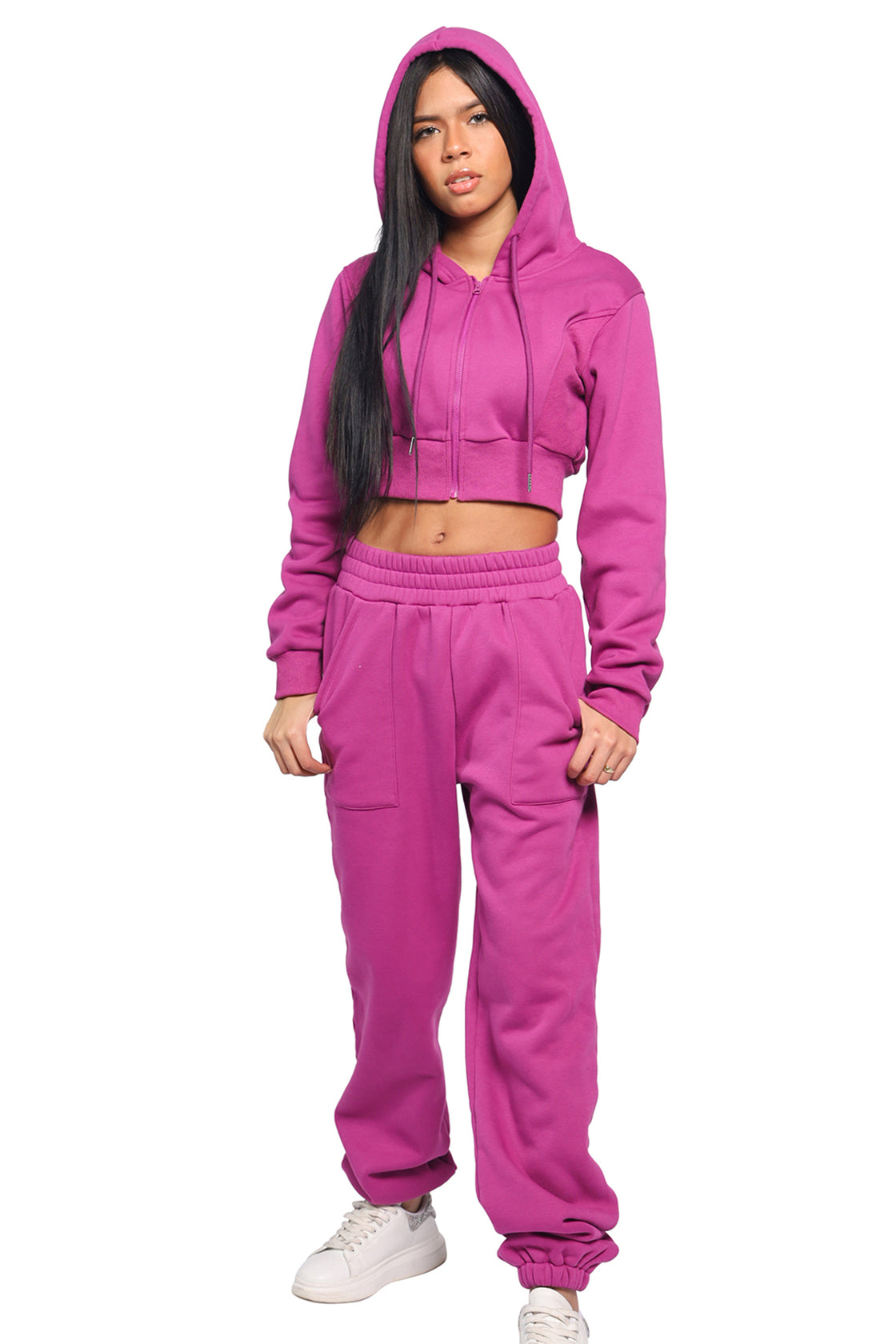 winter set in hot pink jogger and hoodie