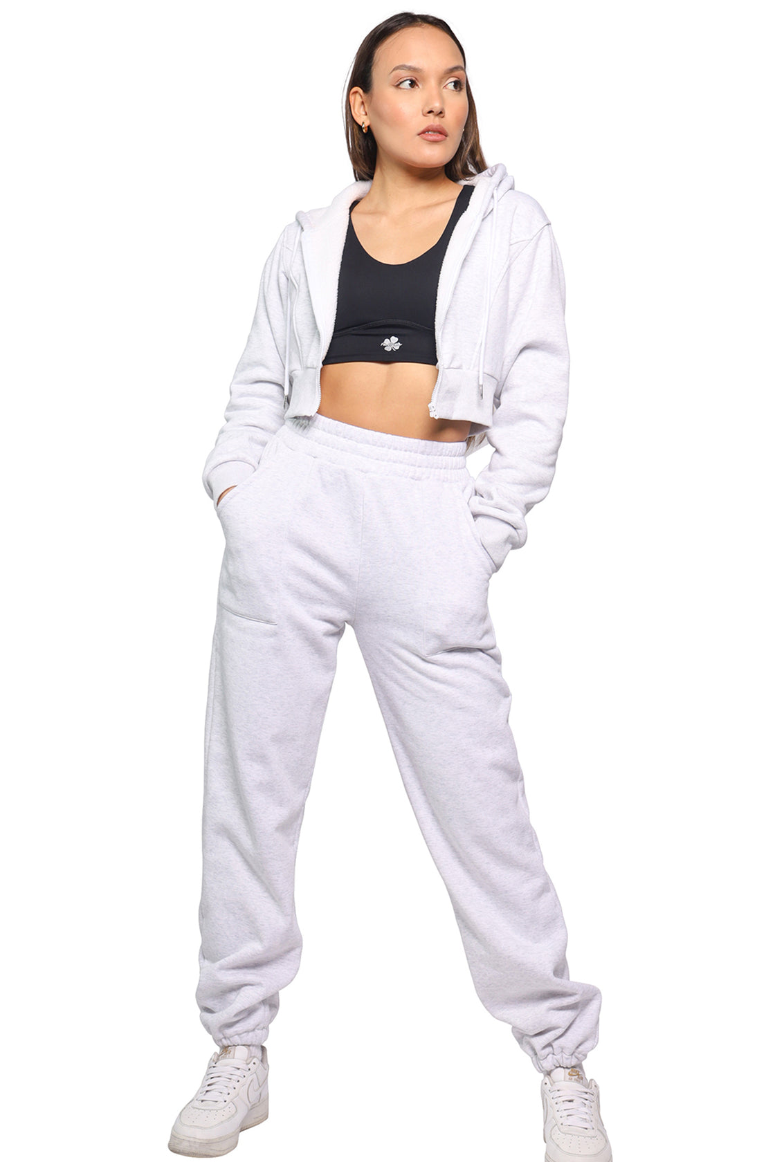 Off-white winter set with hoodie