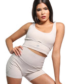 Women shorts set with bra in ivory