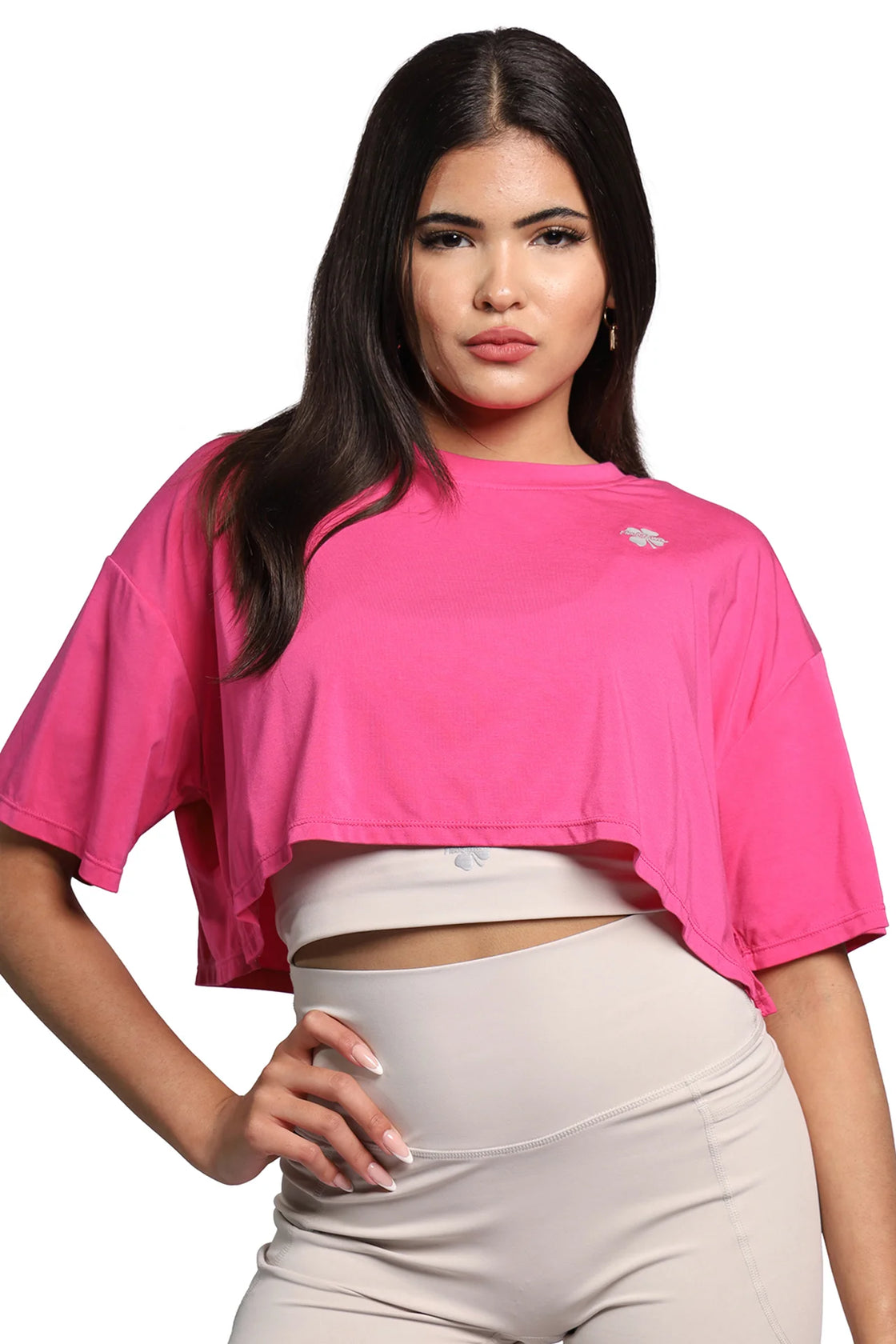 Oversize crop top in pink