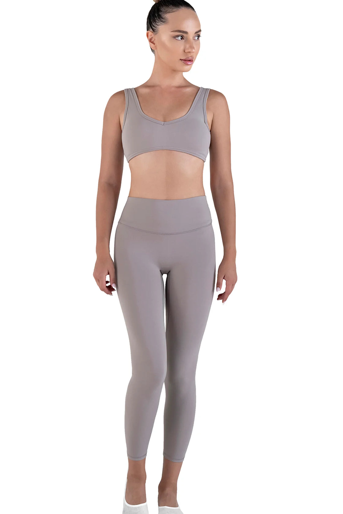 Women gym set in tan color