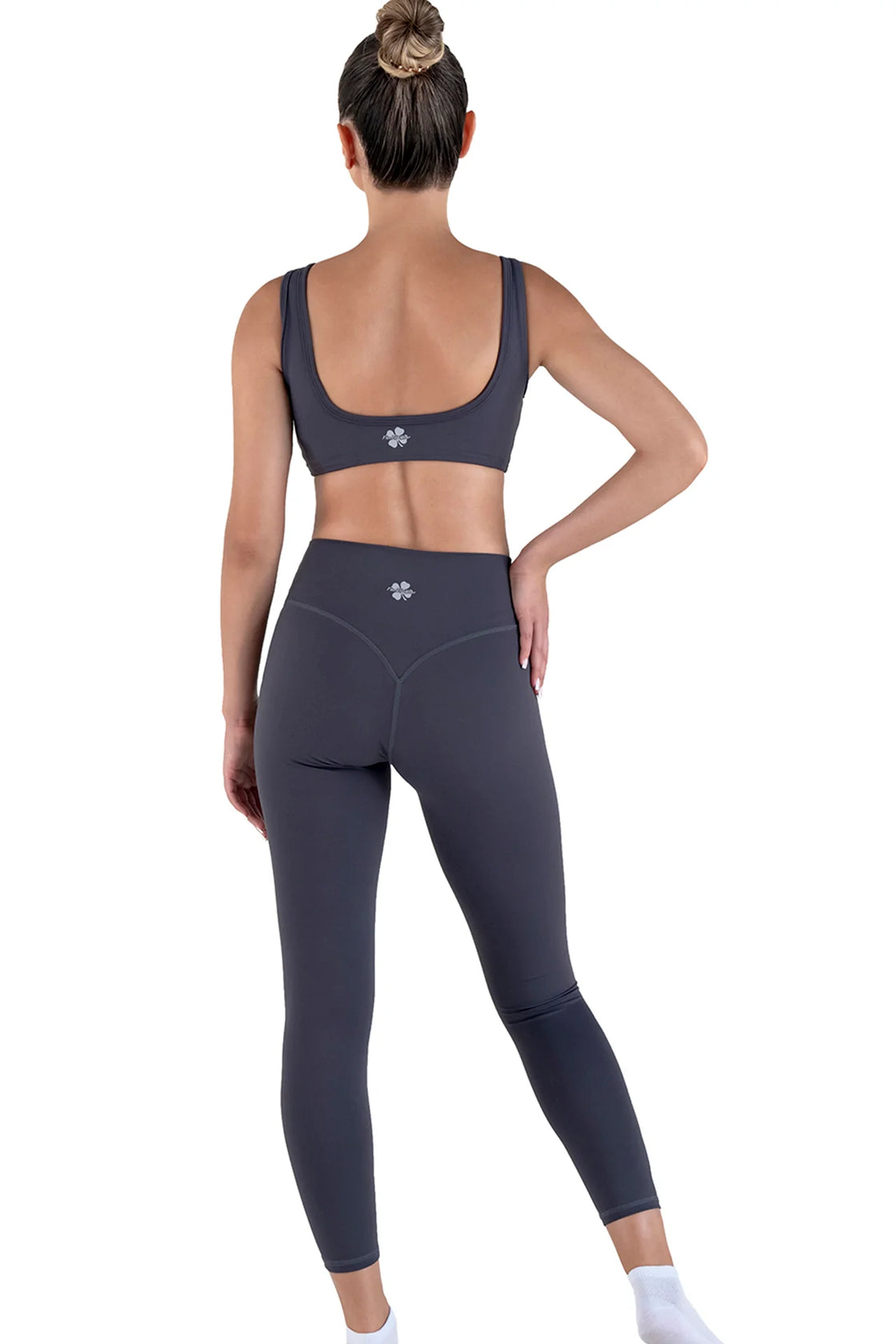 Womens dark grey legging with bra set