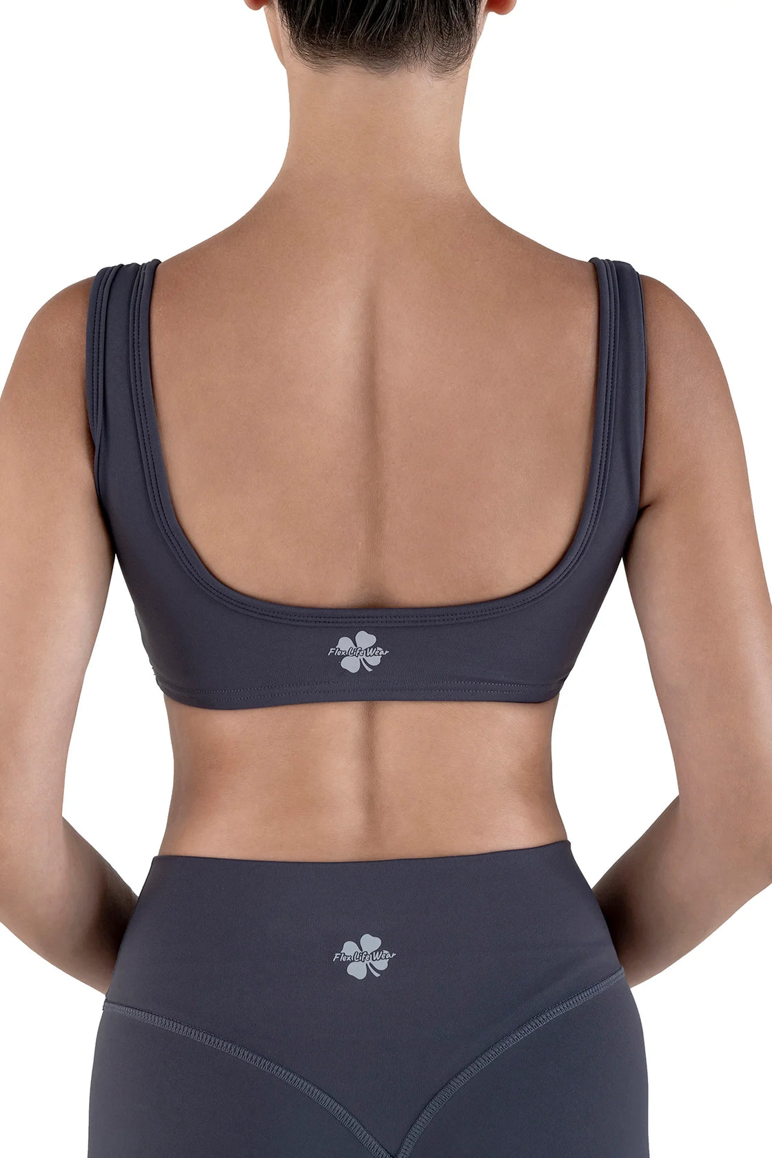 dark grey bra from back