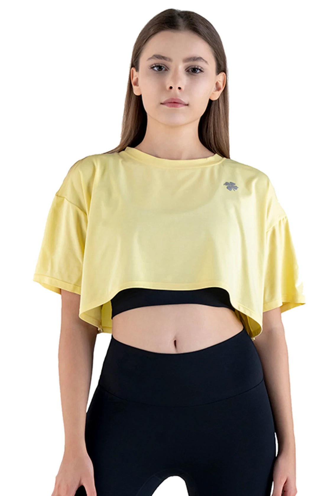 Short sleeve crop top in yellow