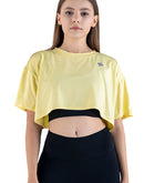 Short sleeve crop top in yellow