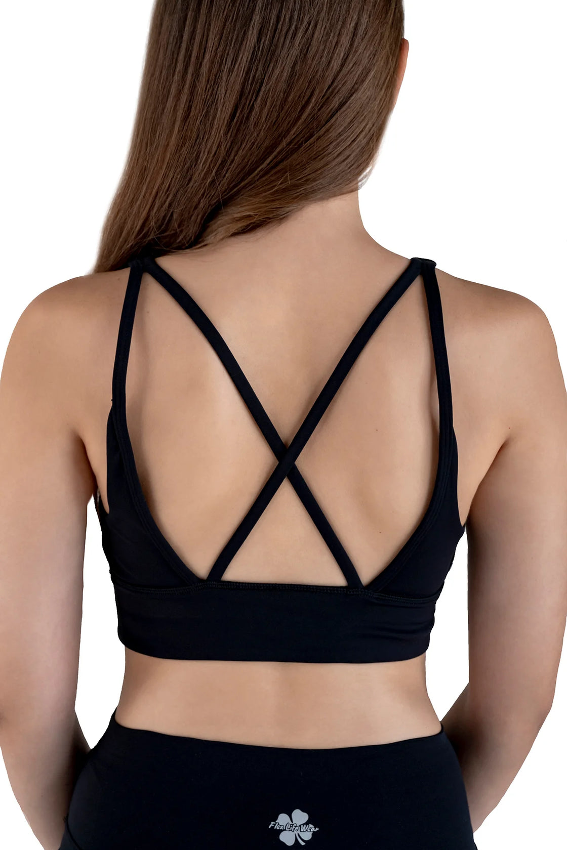 Cross back bra in black