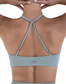 Open back light green women bra for yoga
