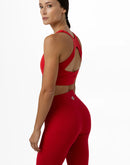 Red leggings and red bra for women