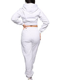 loose fit joggers and crop hoodie off-white color 