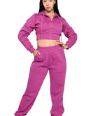 crop zip hoodie hot pink 