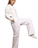 Lounge Set in white, oversized top with relaxed sweatpants