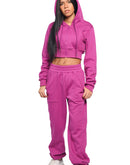 winter set in hot pink jogger and hoodie
