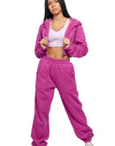 Hoodie & Jogger Set in hot pink, full outfit