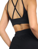 Women cross back bra in black