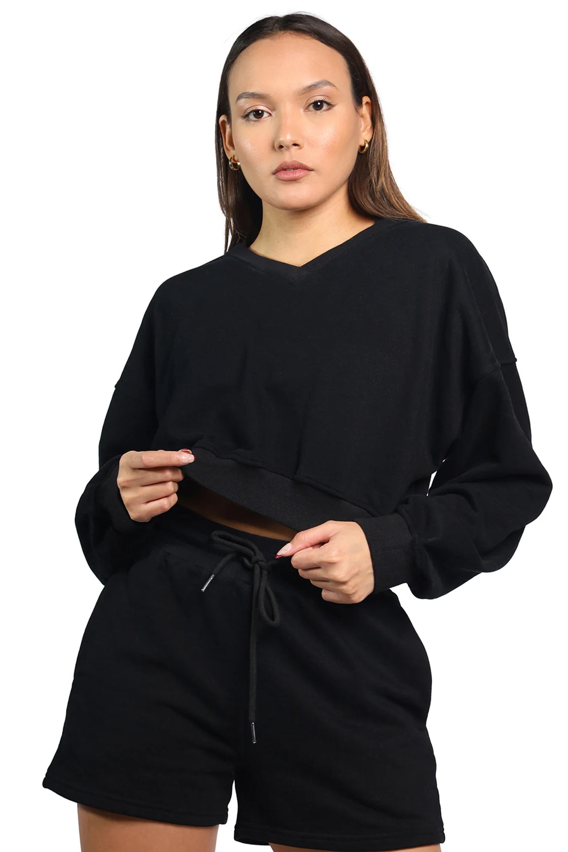 Oversize V-neck black pullover