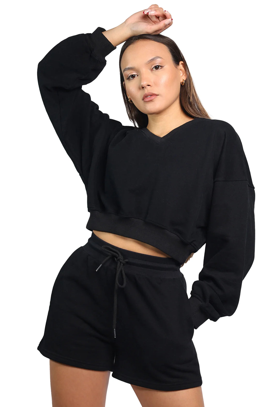 Black pullover with shorts