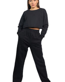 Cropped sweater in black color