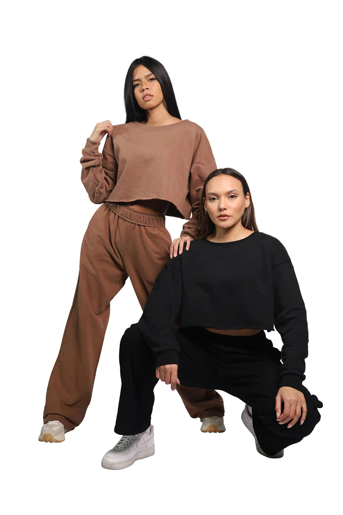 brown women sweatpants with sweater