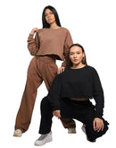 brown women sweatpants with sweater