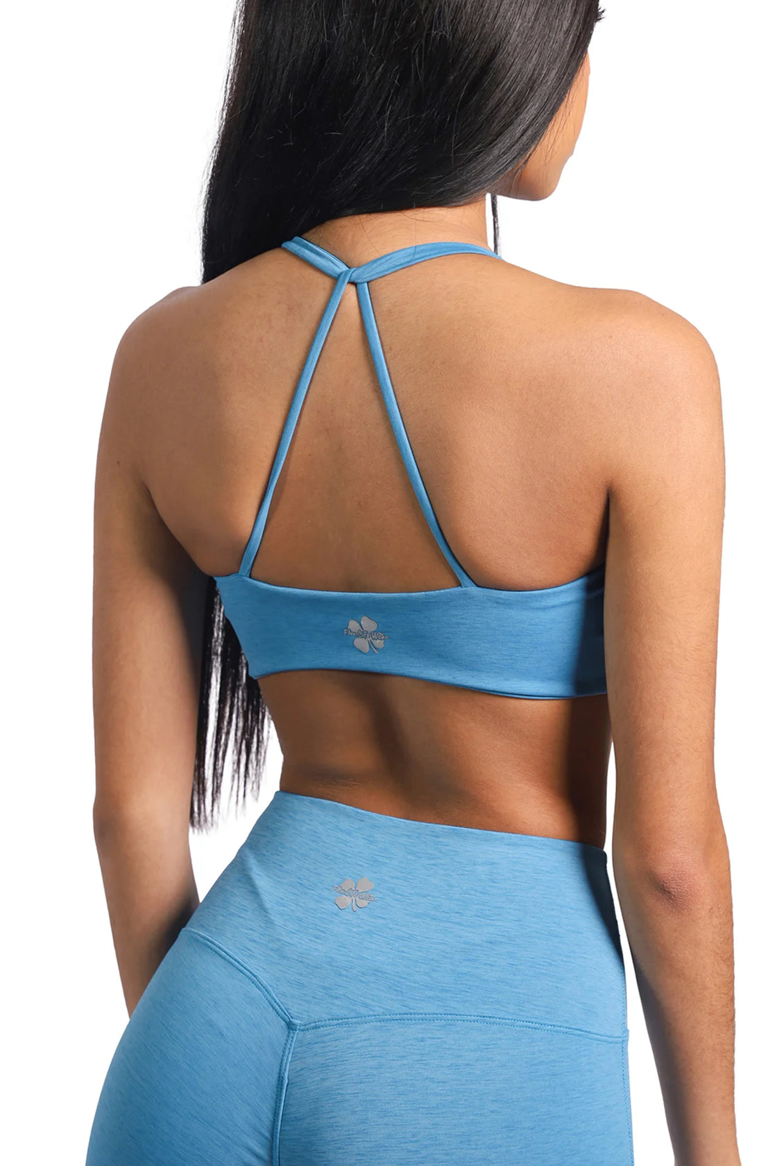 Women open back bra in blue color 