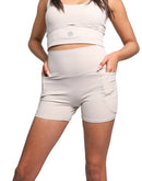 Yoga Short Set in ivory, matching shorts and bra top