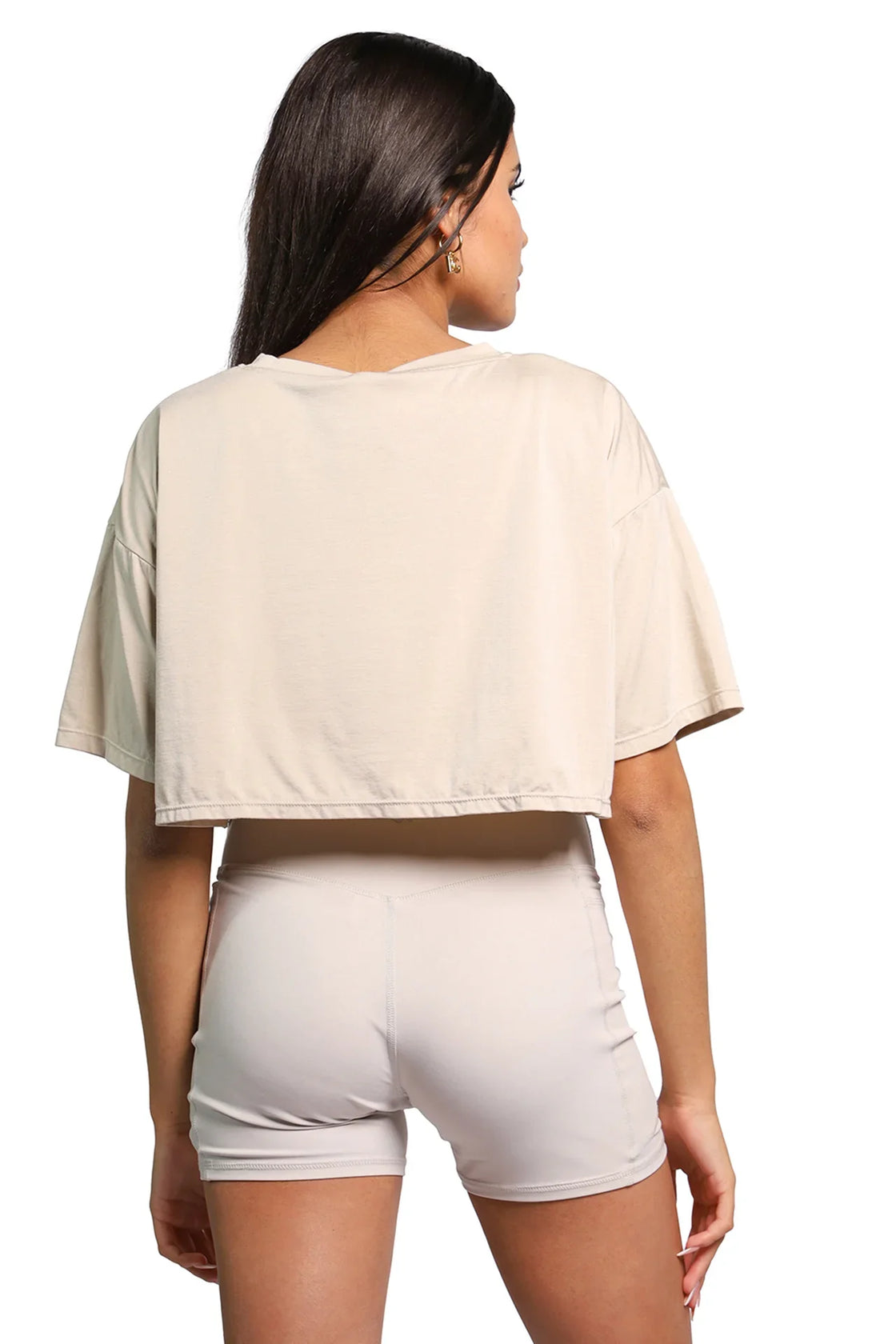 Yoga Short Set in ivory, back view