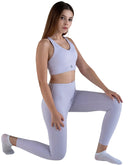 Compression Training Set in lavender, worn as a set