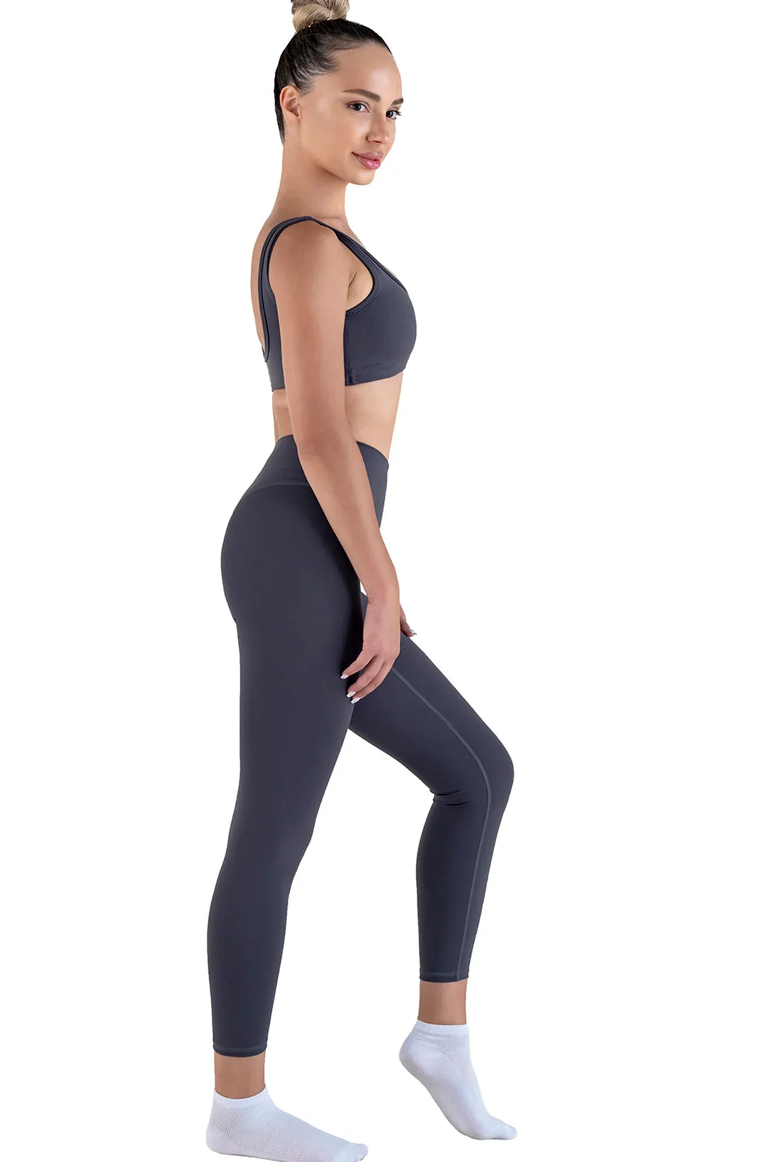 Tummy-Control Training Set in dark grey, worn as a set