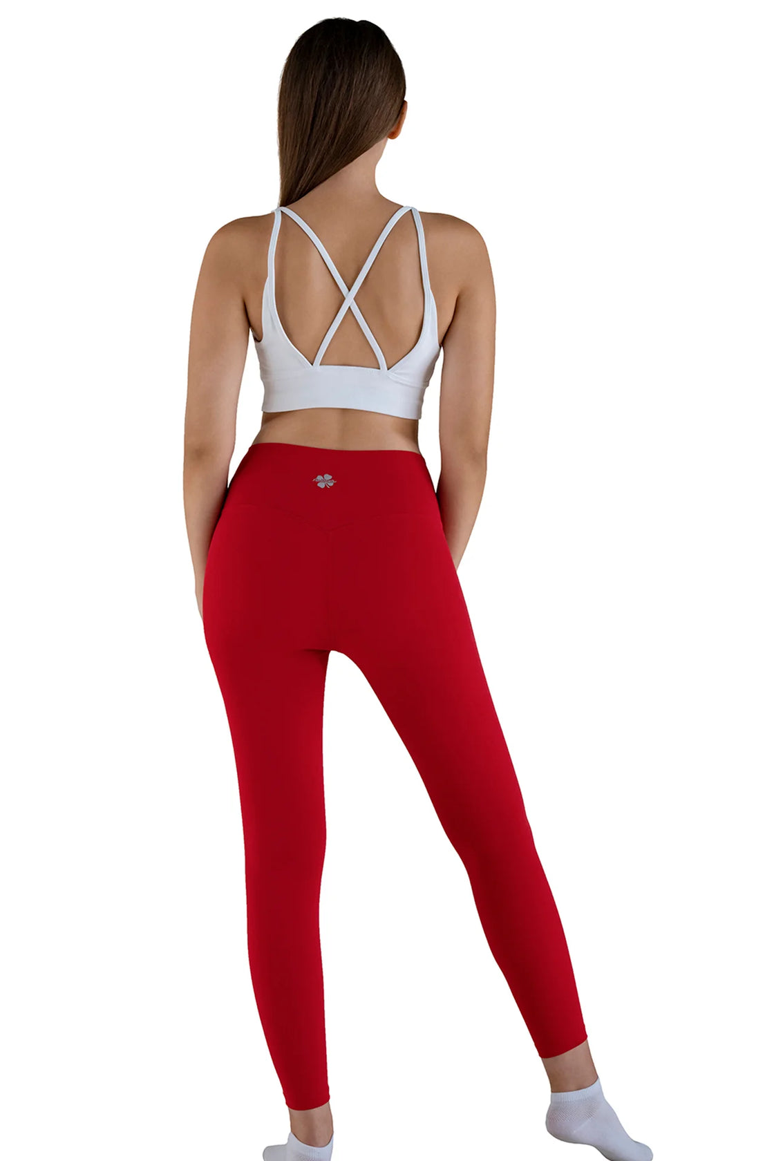 High waist leggings for yoga in red color